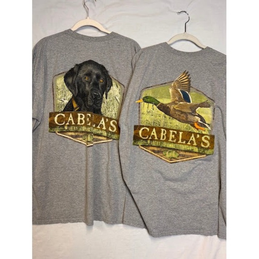Cabela's Mens 2XL Graphic T-Shirt Black Lab & Mallard Duck Lot of 2